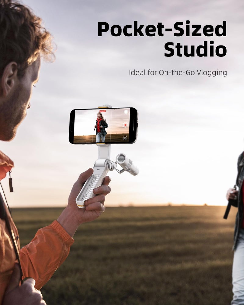 TODI Phone Tripod, Foldable Mini Desk Stand with 360° Phone Holder & Cold Shoe (Beige White) - Image 2